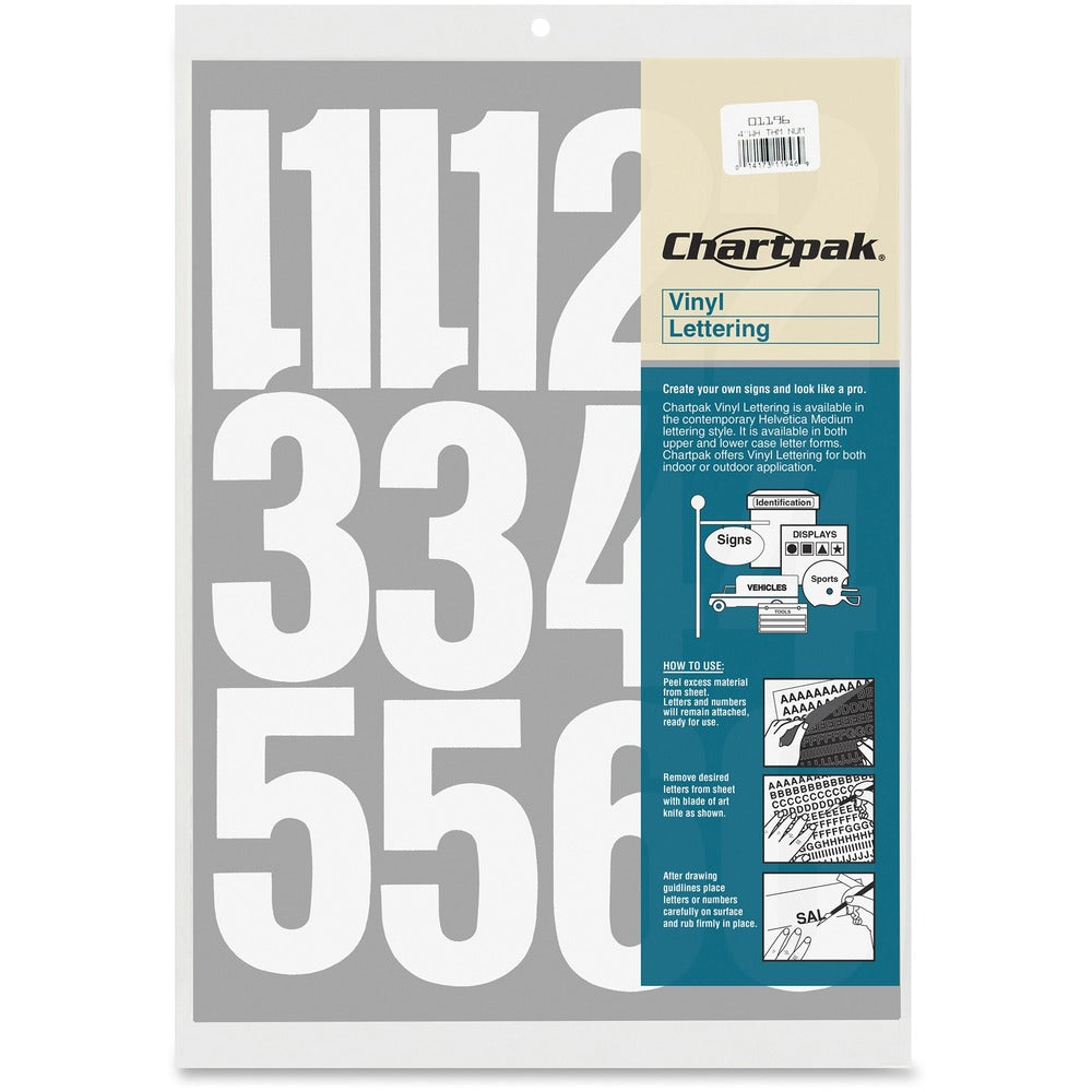Image of Chartpak Numbers, Vinyl, Perm Adhesive, 4", White