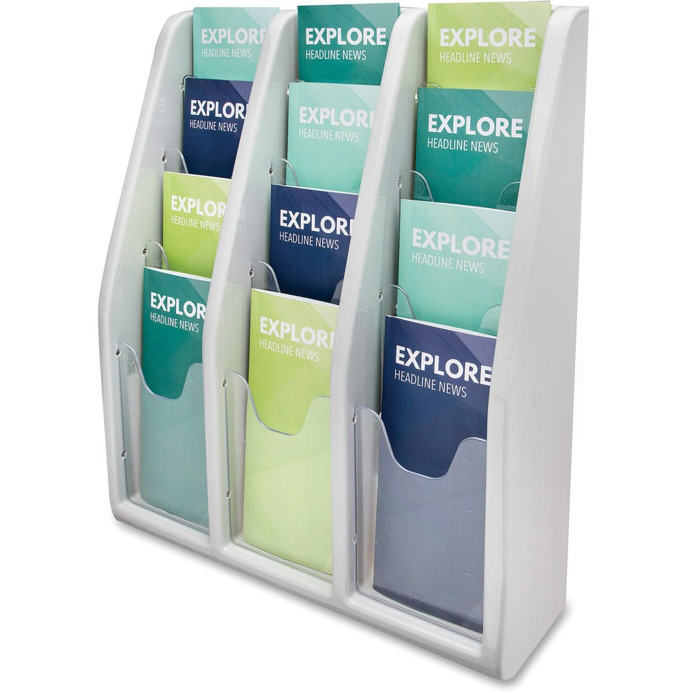 Image of Deflecto Pamphlet Holders, 12 Pocket, 15-3/4"x5"x19-3/4",Gray