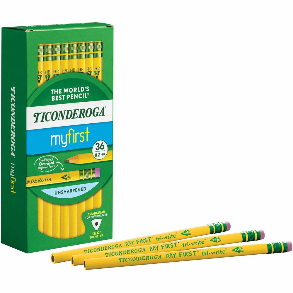 Image of Dixon Ticonderoga Company Pencil,No 2,Triangular Shape,Beginner W/Eraser,36/BX