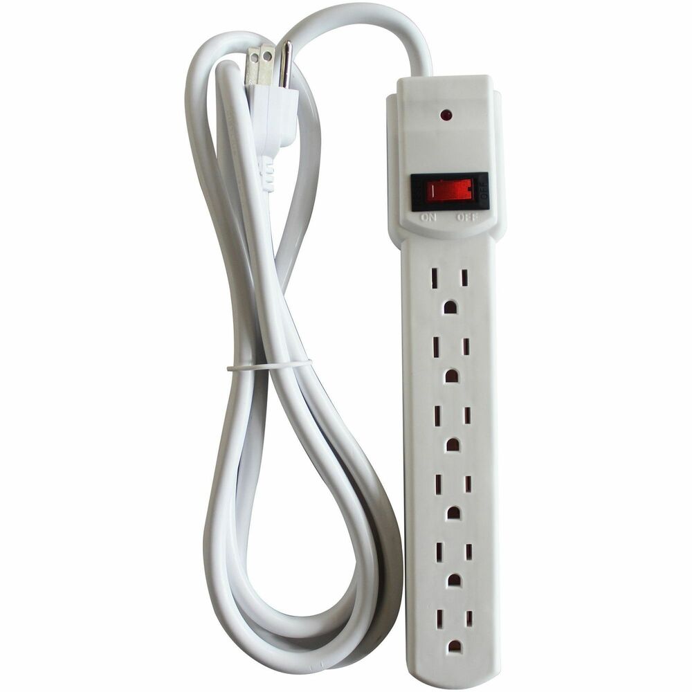 Image of Compucessory Strip Surge Protector,1080 Joules, 6 Outlets, 6' Cord, Putty