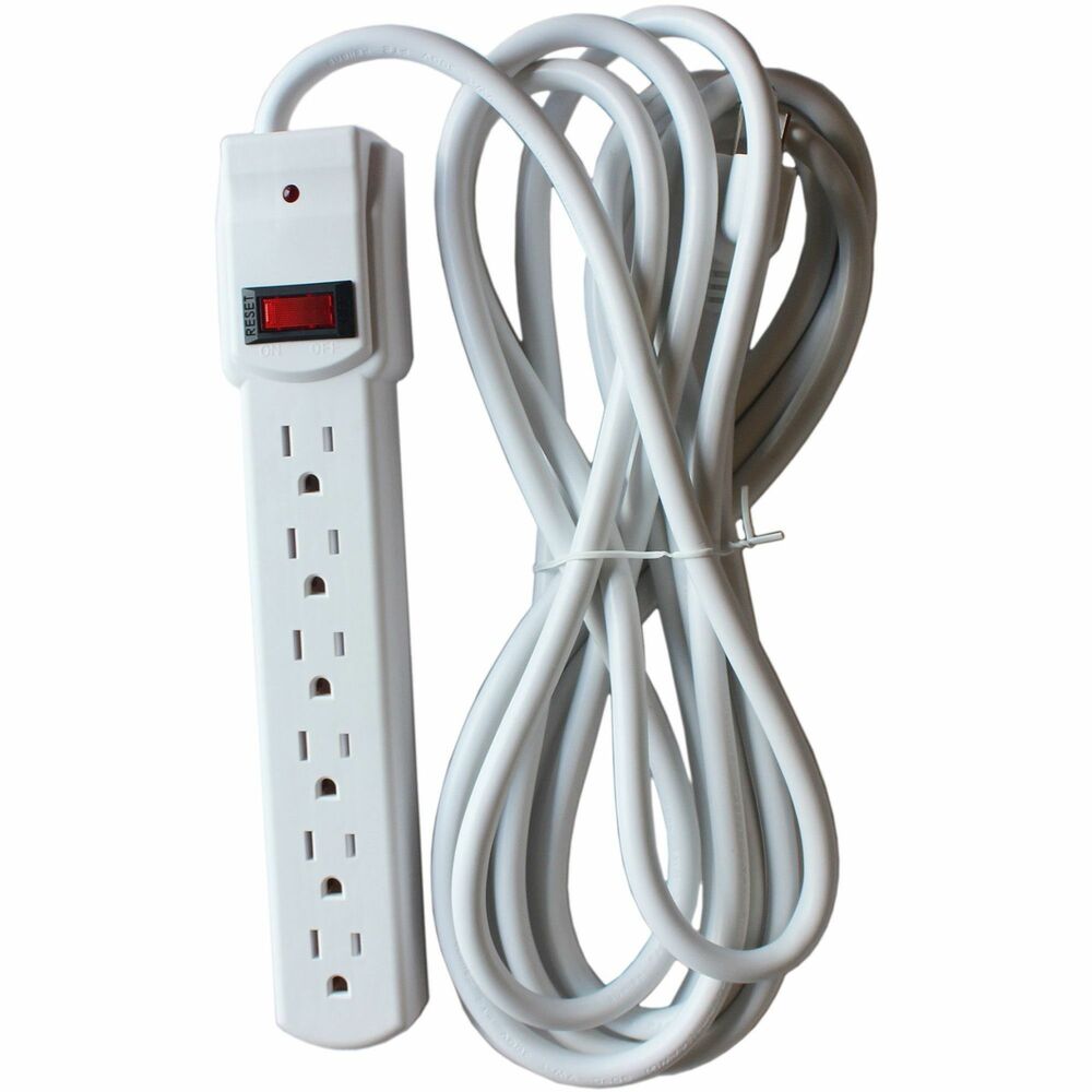 Image of Compucessory Strip Surge Protectors,1080 Joules,6 Outlets,15' Cord,Putty