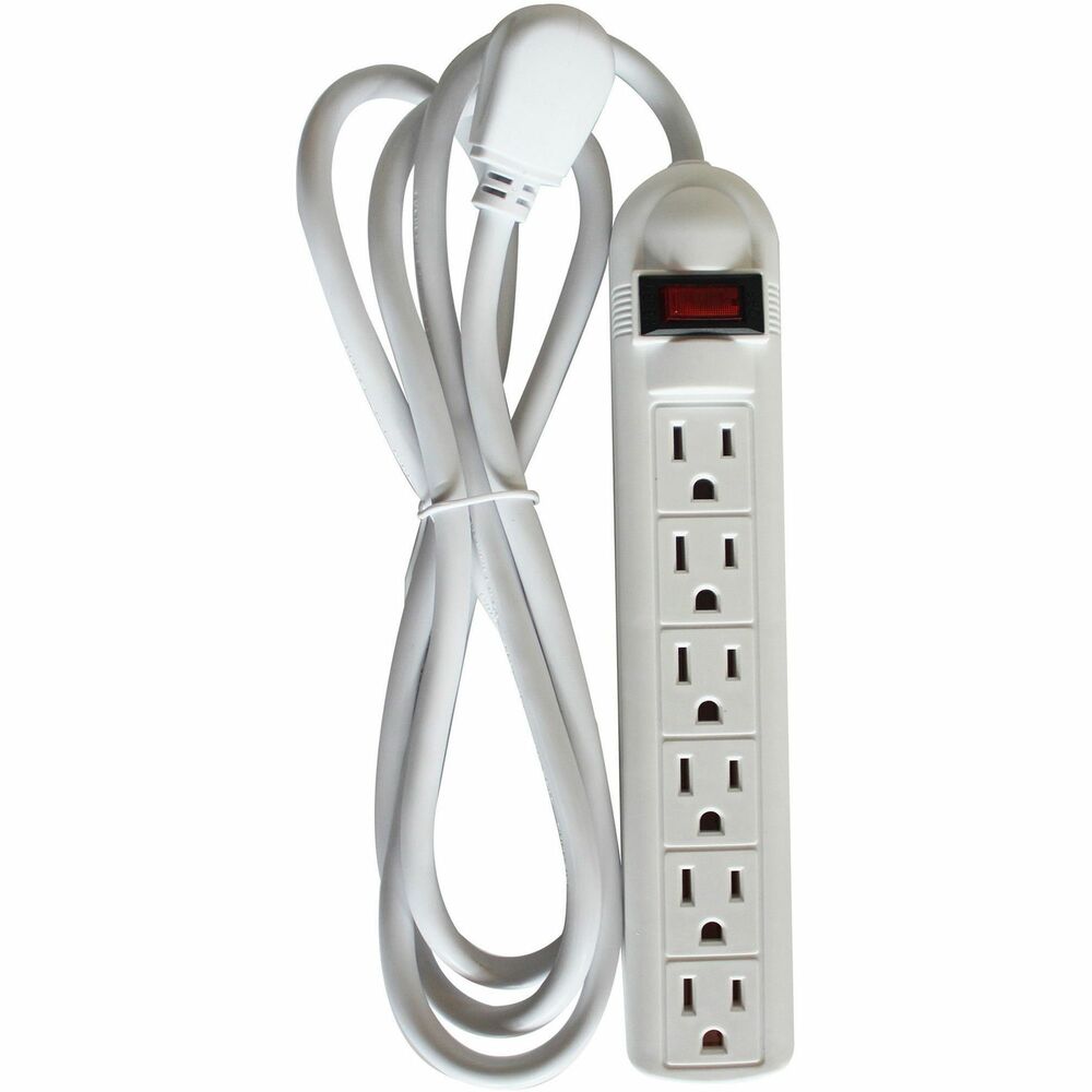 Image of Compucessory Power Strip,6 Outlet,Built-in Circuit Breaker,6' Cord,Gray