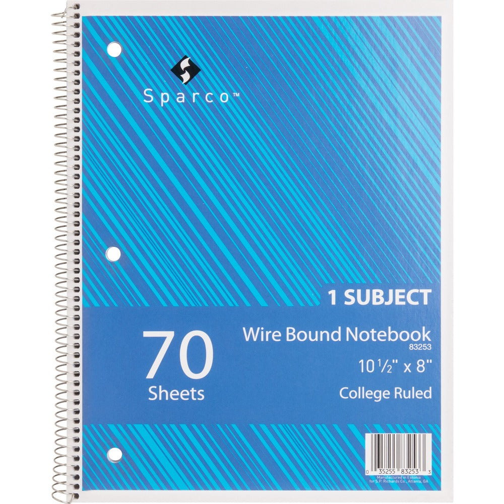 Image of Sparco Notebook,1 Subject,10-1/2"x8",College Ruled,70 Sht,AST