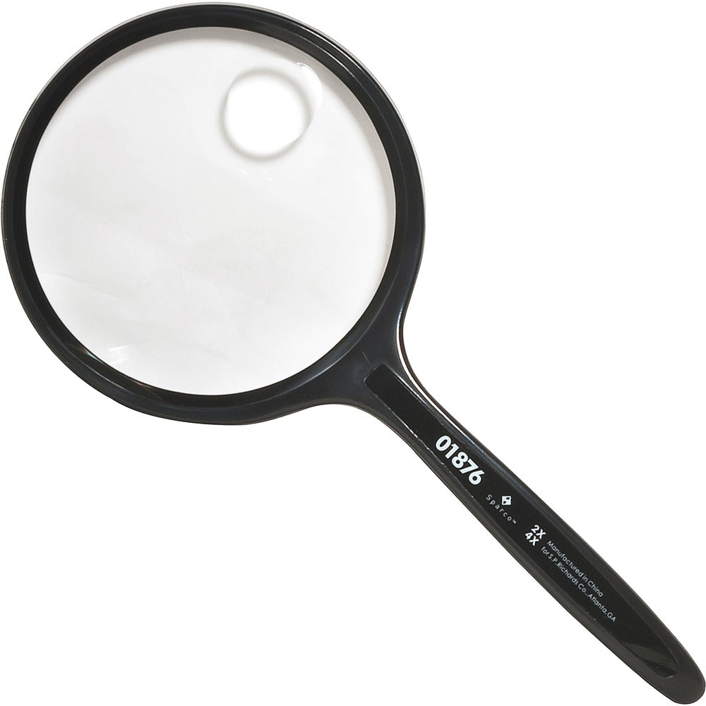 Image of Sparco Round Hand-Held Magnifier,2X Main/4X Bifocal, 3-1/2", BK