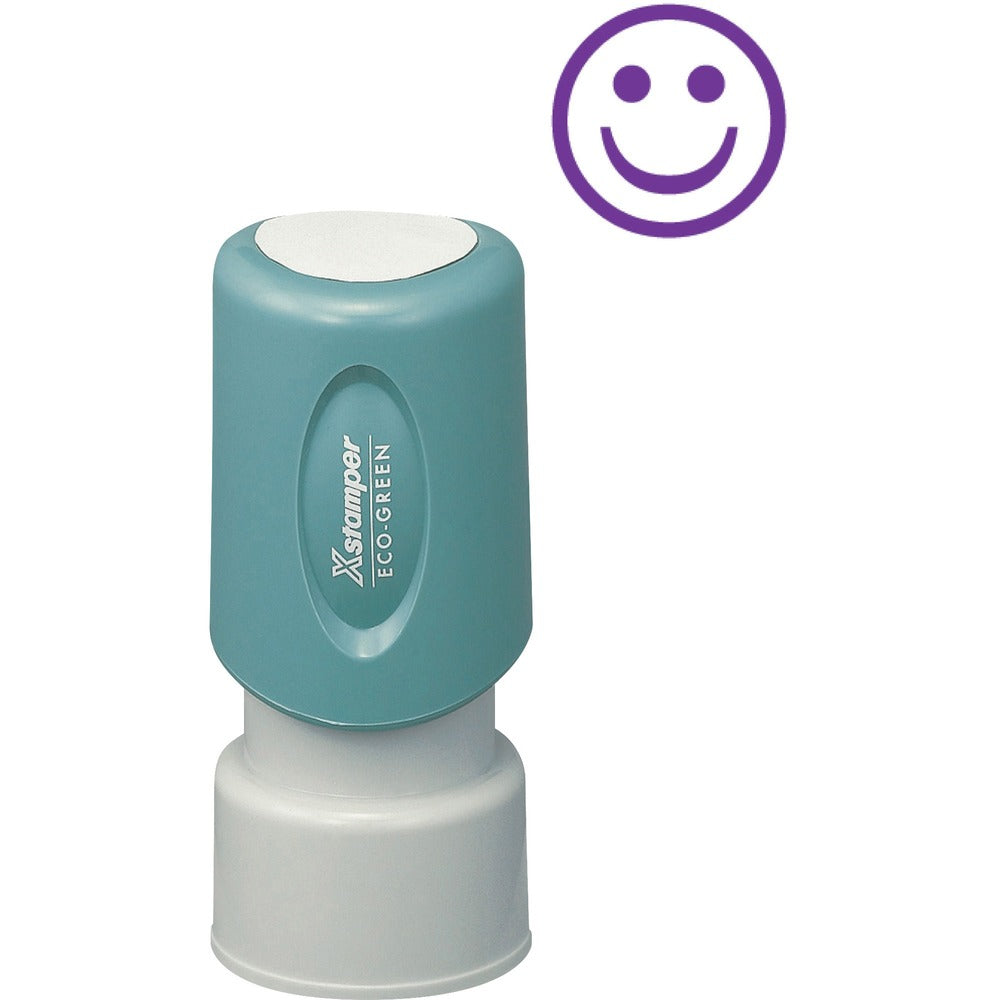 Image of Shachihata Inc Specialty Stamp,Smiley Face,5/8",Pre-Inked,Purple