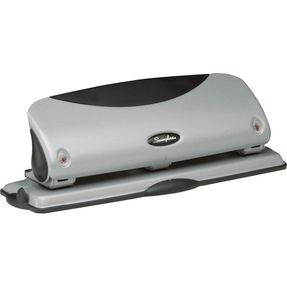 Image of Swingline Easy View Hole Punch, 3-Hole, 9/32" Holes, Silver/Black