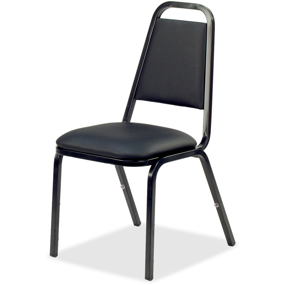 Image of Lorell Stacking Chair, 18"x22"x34-1/2", 4/CT, Black/Black Frame