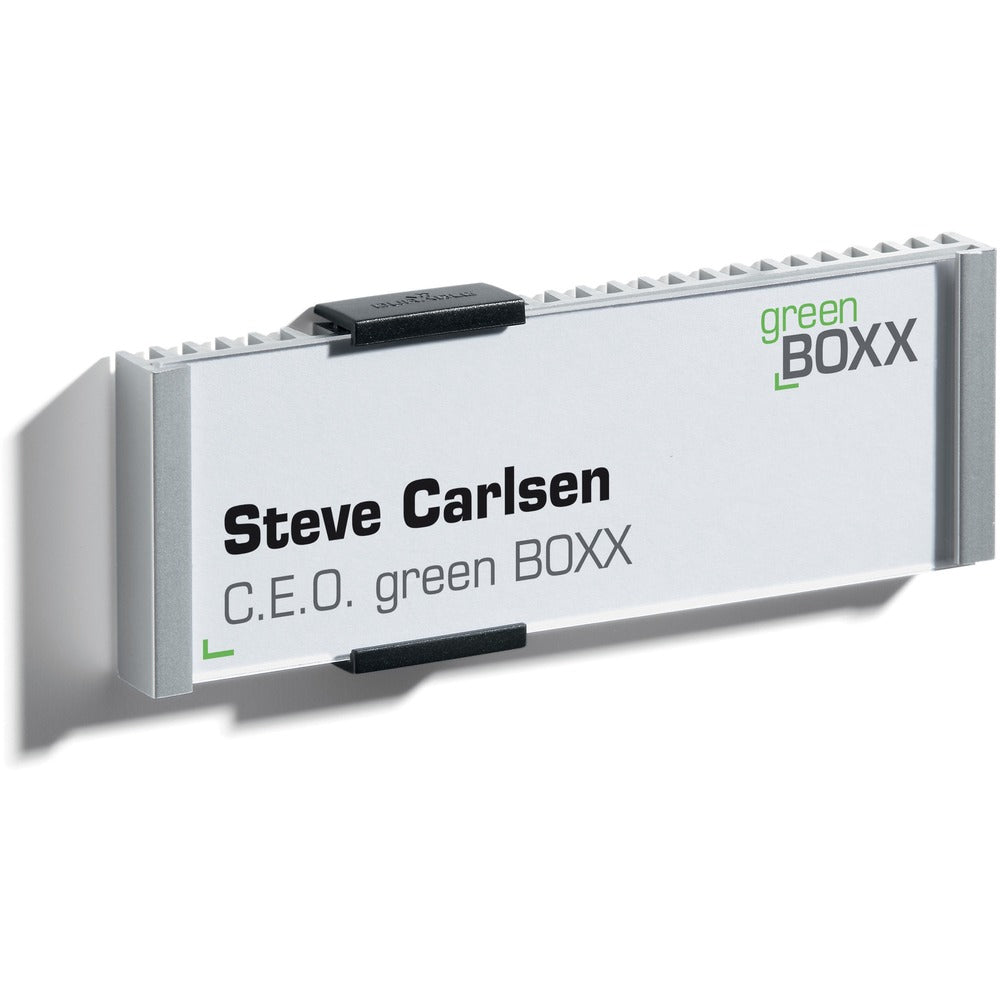 Image of Durable Office Products Information Sign, Mountable, 6-1/8"Wx2-1/4"L, Silver/Black