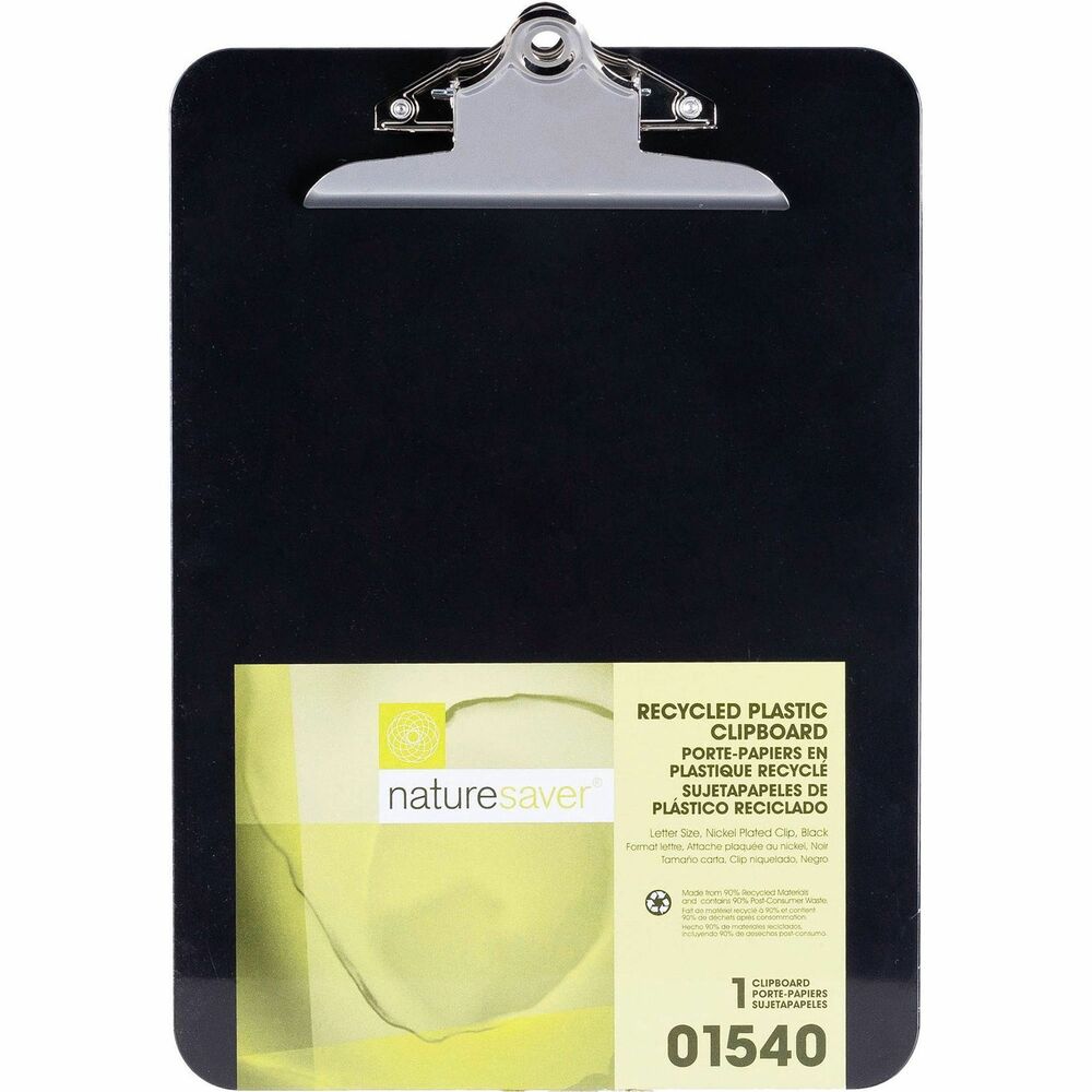 Image of Nature Saver Clipboard, Plastic, Recycled, 1" Cap, 9"x12", Black
