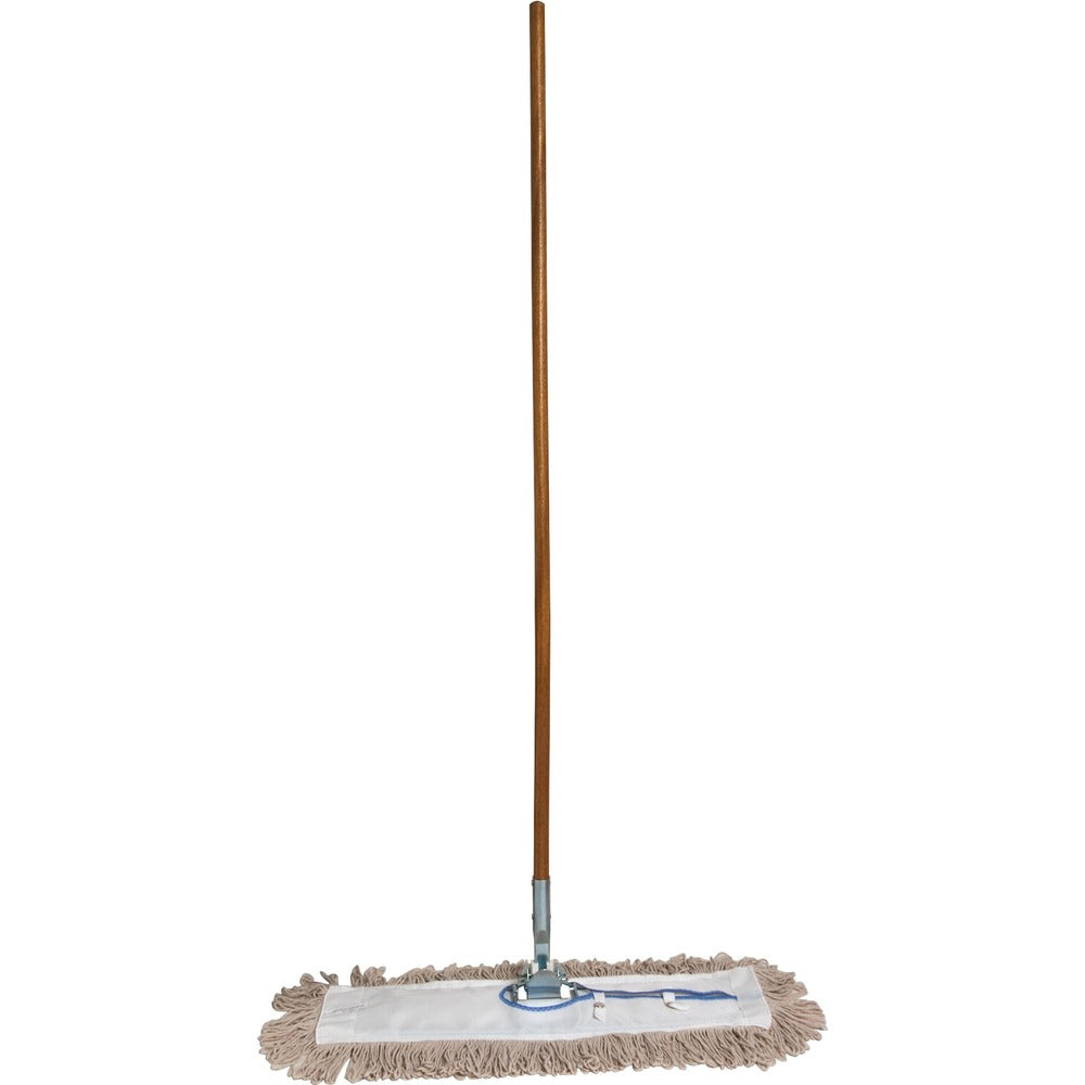 Image of Genuine Joe Dust Mop Combo,Swivel Head,24" Frame,60" Wood Handle
