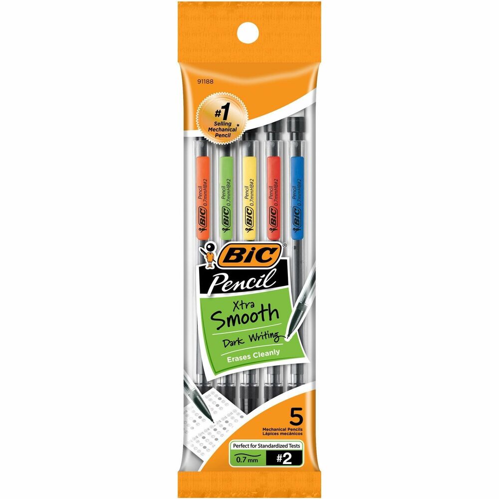 Image of Bic Mechanical Pencil, w/ 3 No. 2 Leads, .7mm, 5/PK