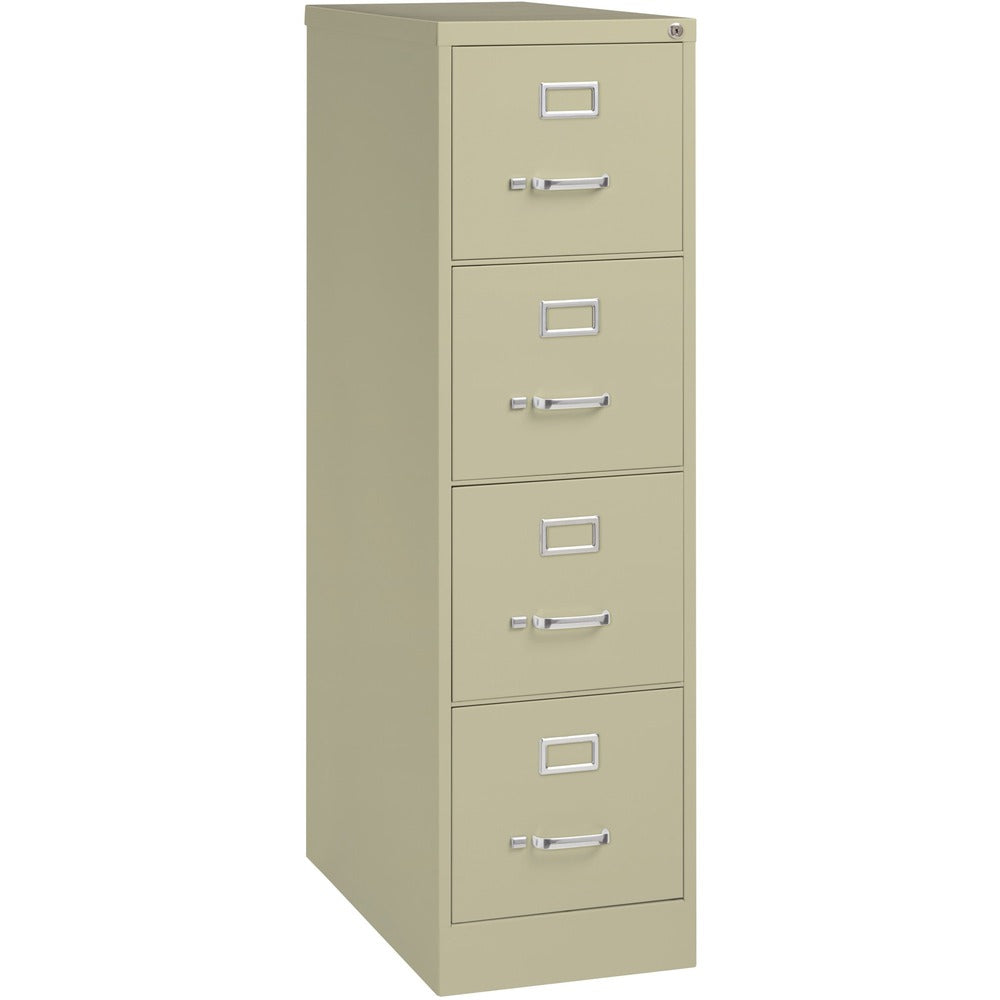 Image of Lorell 4-Drawer Vertical File, w/ Lock, 15"x26-1/2"x52", Putty