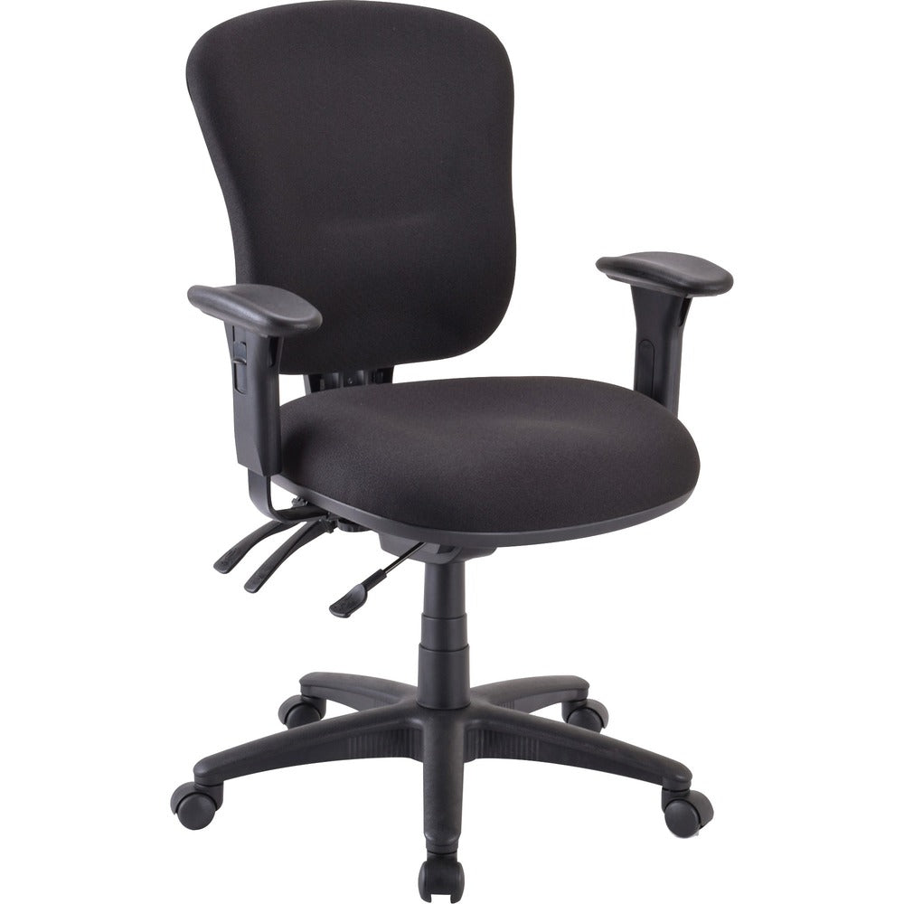 Image of Lorell Mid-back Task Chair, 26-3/4"x26"x39-1/4"-42", Black
