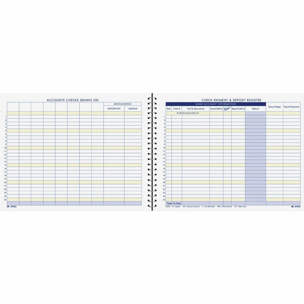 Image of Adams Check Payment/Deposit Register, 96 Pages, 8-1/2"x11", White