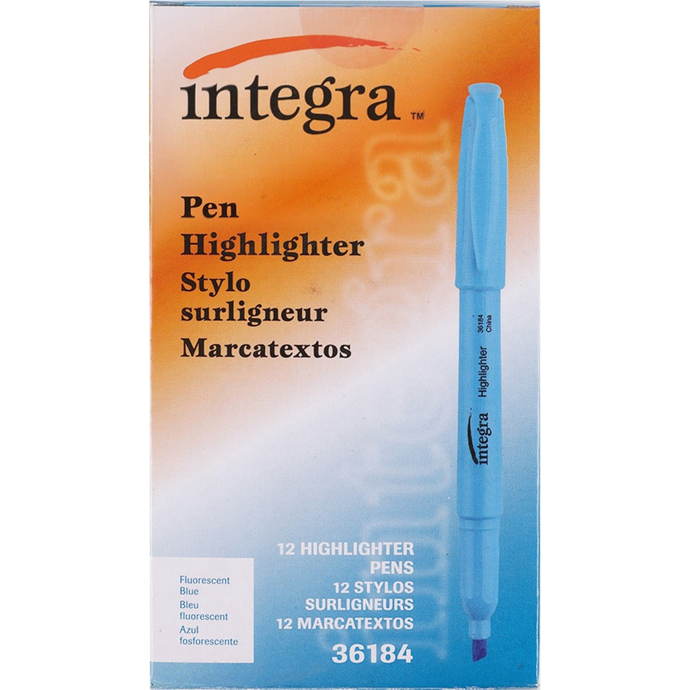 Image of Integra Highlighter,Pen Style,Chisel Tip,1 DZ,Fluorescent BE