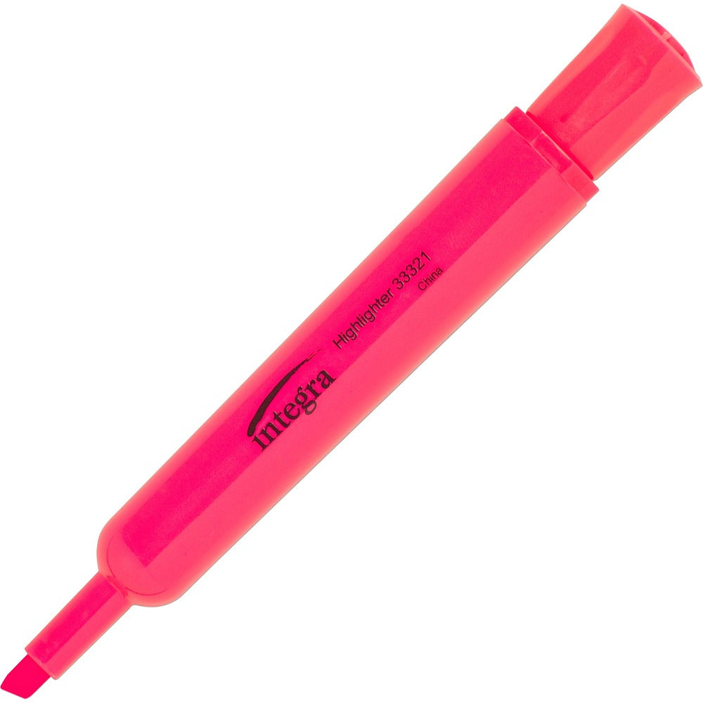 Image of Integra Desk Highlighter, Chisel Tip, 1 DZ, Fluorescent Pink