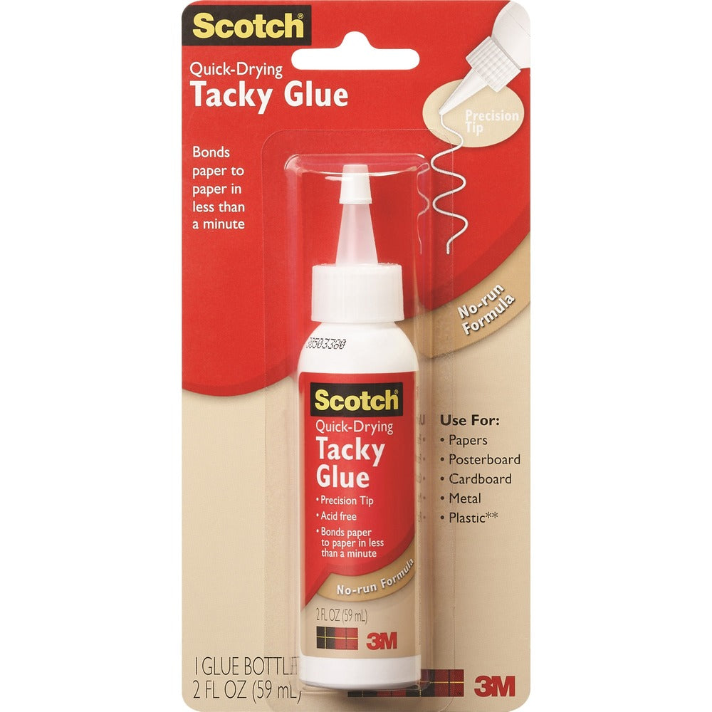 Image of 3M Quick Dry Tacky Glue, Non-Toxic, 2 oz, Clear