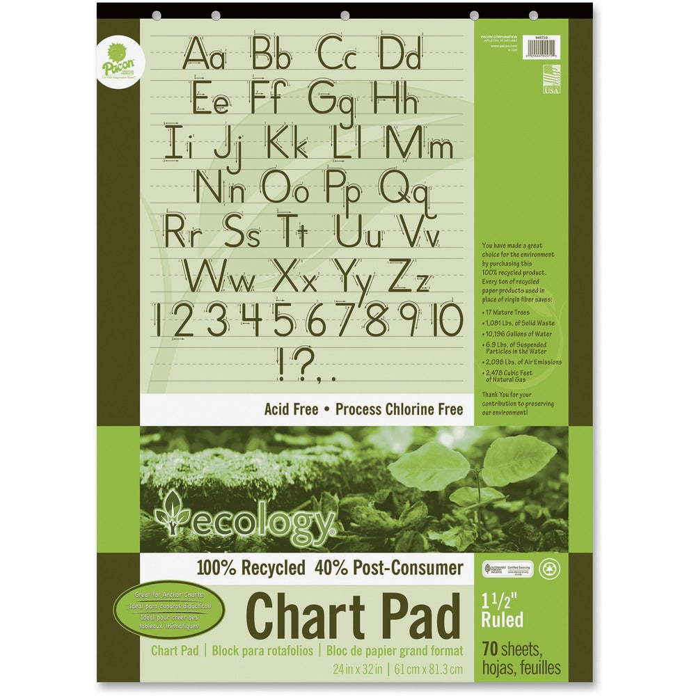 Image of Pacon Chart Pad, Recycled, 24"x32", 1-1/2" Rld, 70shts, White
