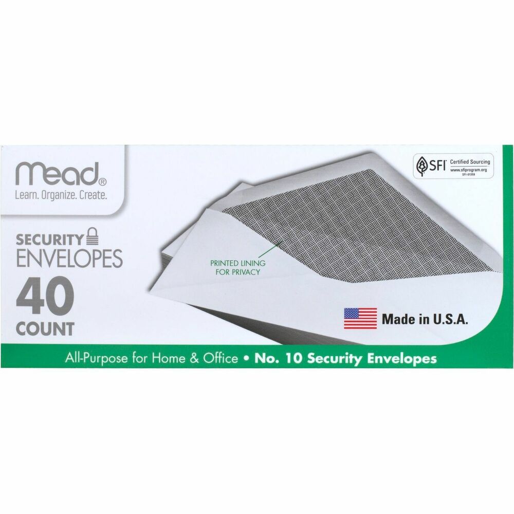Image of Mead Security Envelopes, No. 10, 40/BX, White