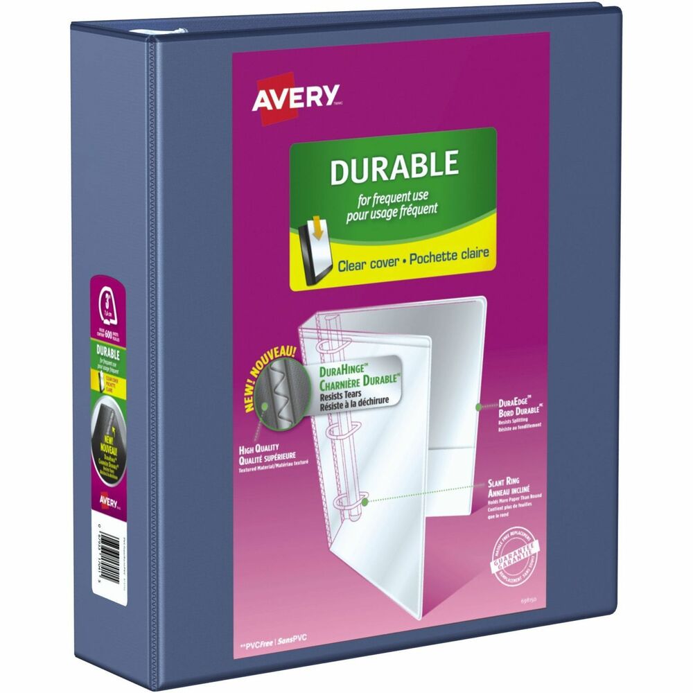 Image of Avery View Binder, Slant Ring, DuraHinge,3" Cap.,Blue