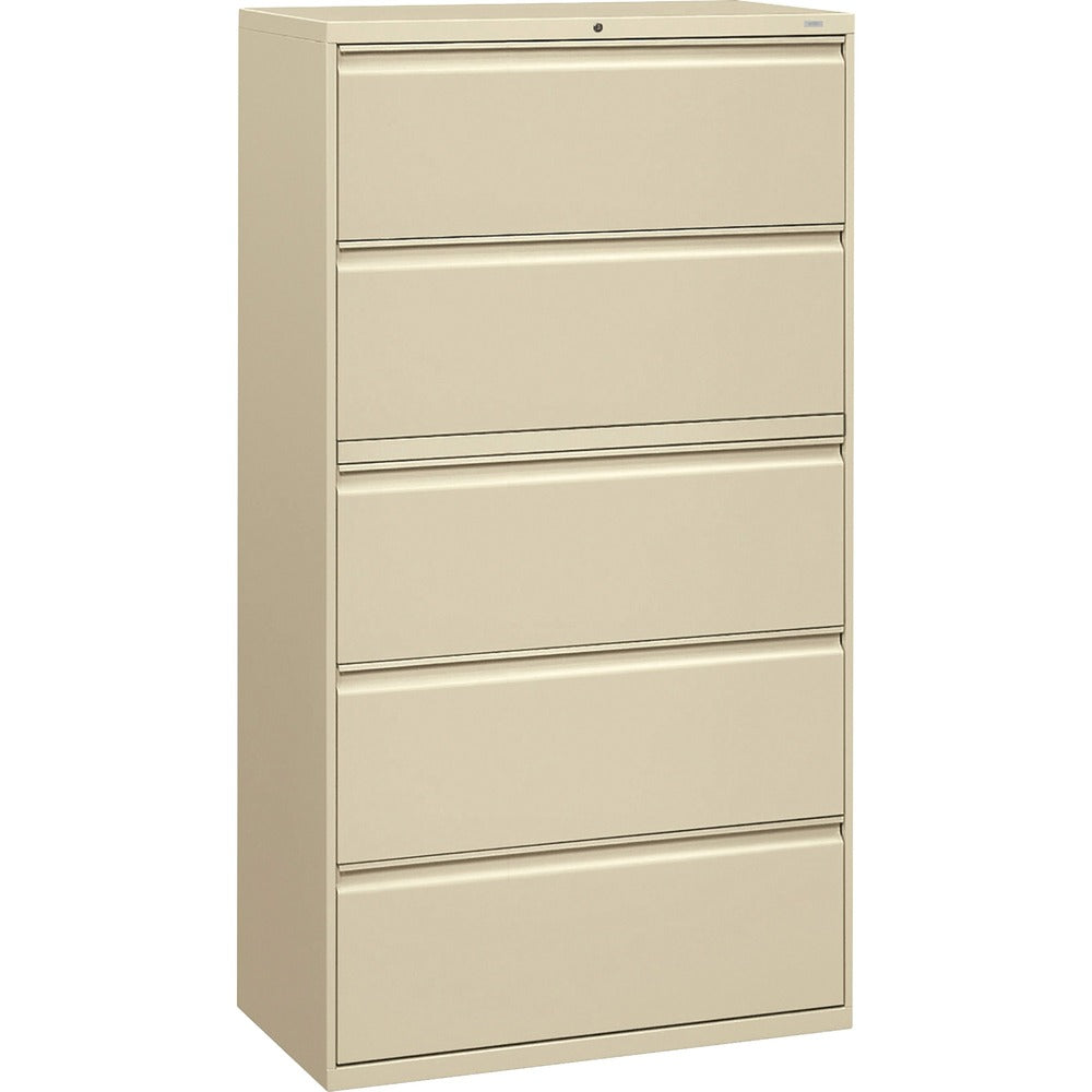 Image of The HON Company 5-Drawer Lateral File, W/Lock, 36"x19-1/4"x67", Putty