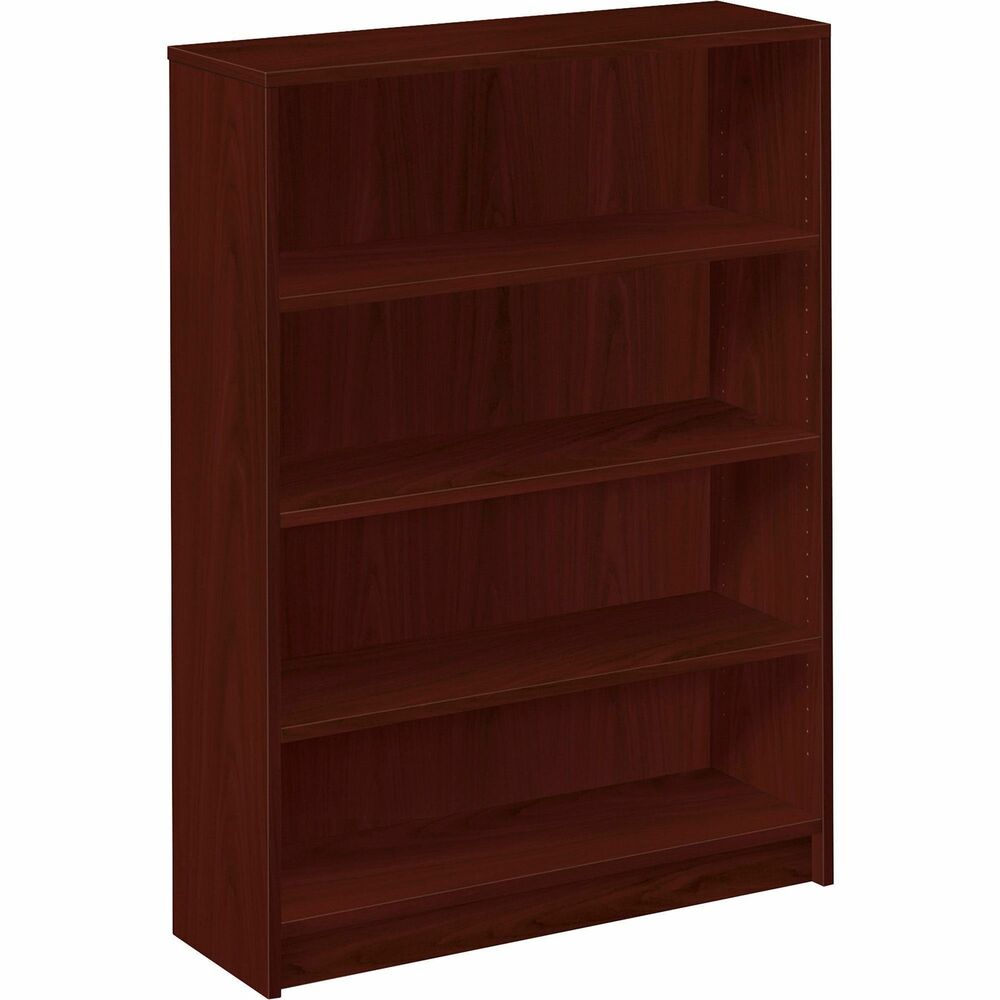 Image of The HON Company 4 Shelf Bookcase, 3 Adj., 36"Wx11-1/2"Dx48-3/4"H, Mahogany