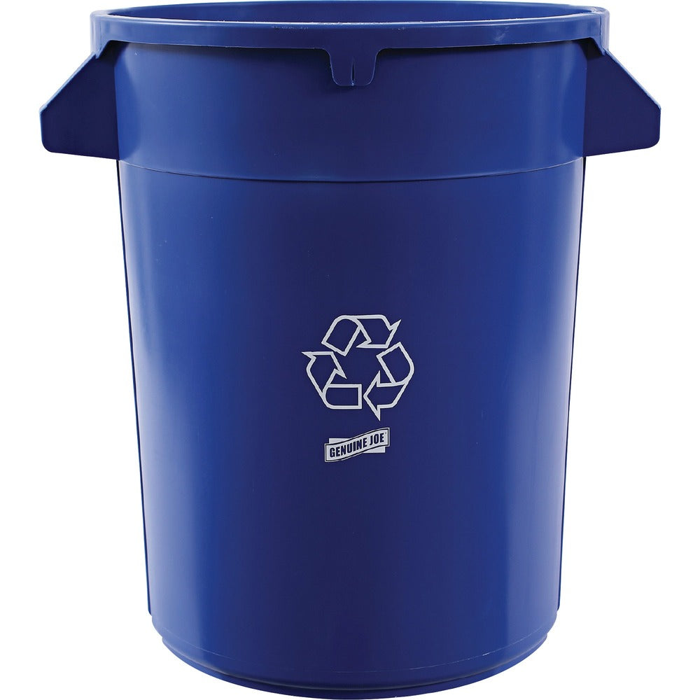Image of Genuine Joe Trash Container, Heavy-duty, 32 Gallon, Blue