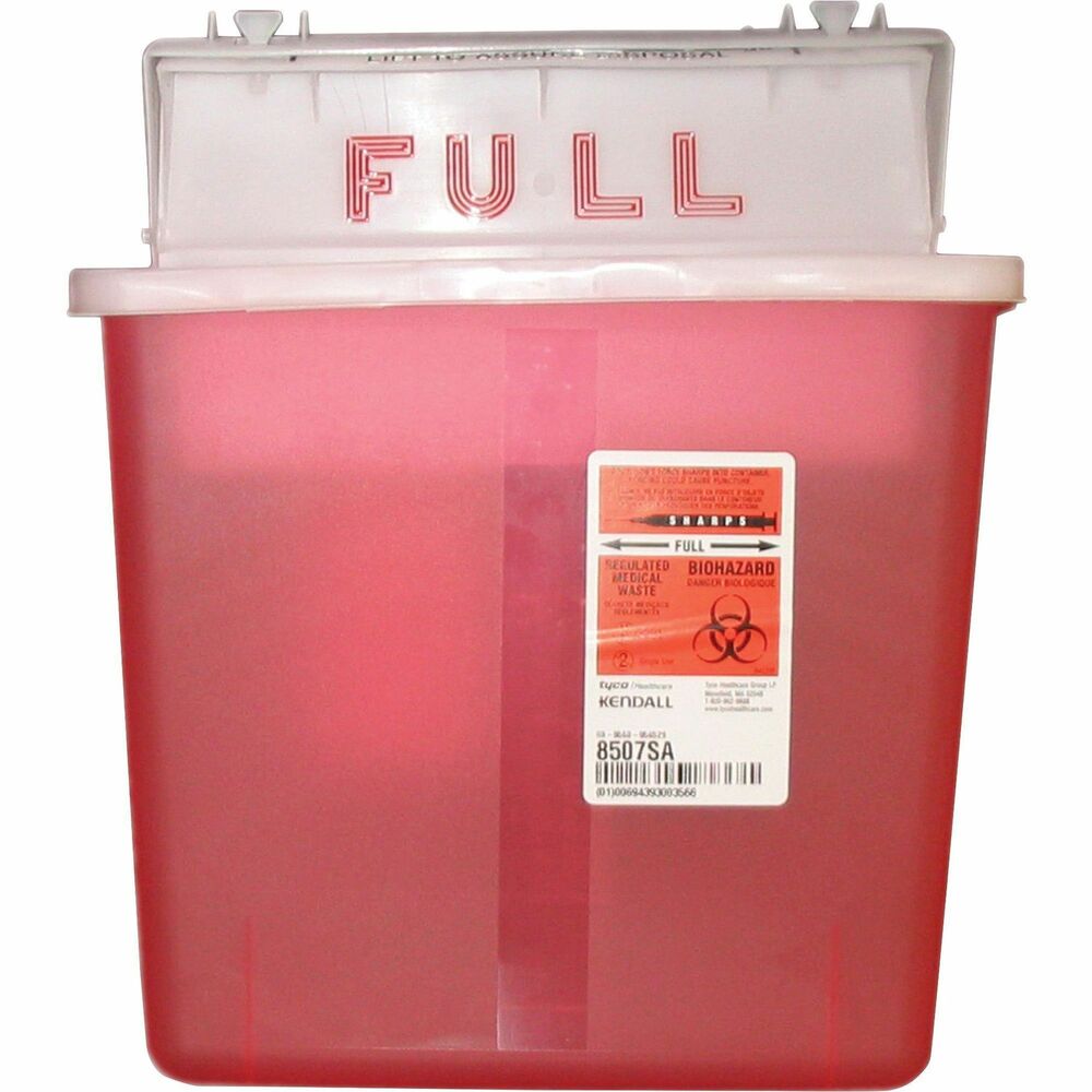 Image of Covidien Sharps Container,w/ Counter Balanced Lid, 5 Quart, Red