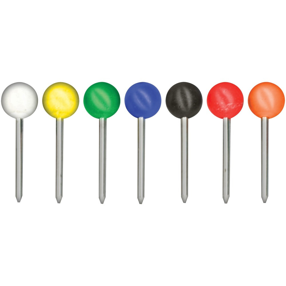 Image of GEM Round Map Tacks, 3/16" Head, 3/8" Long, 250/BX, Assorted