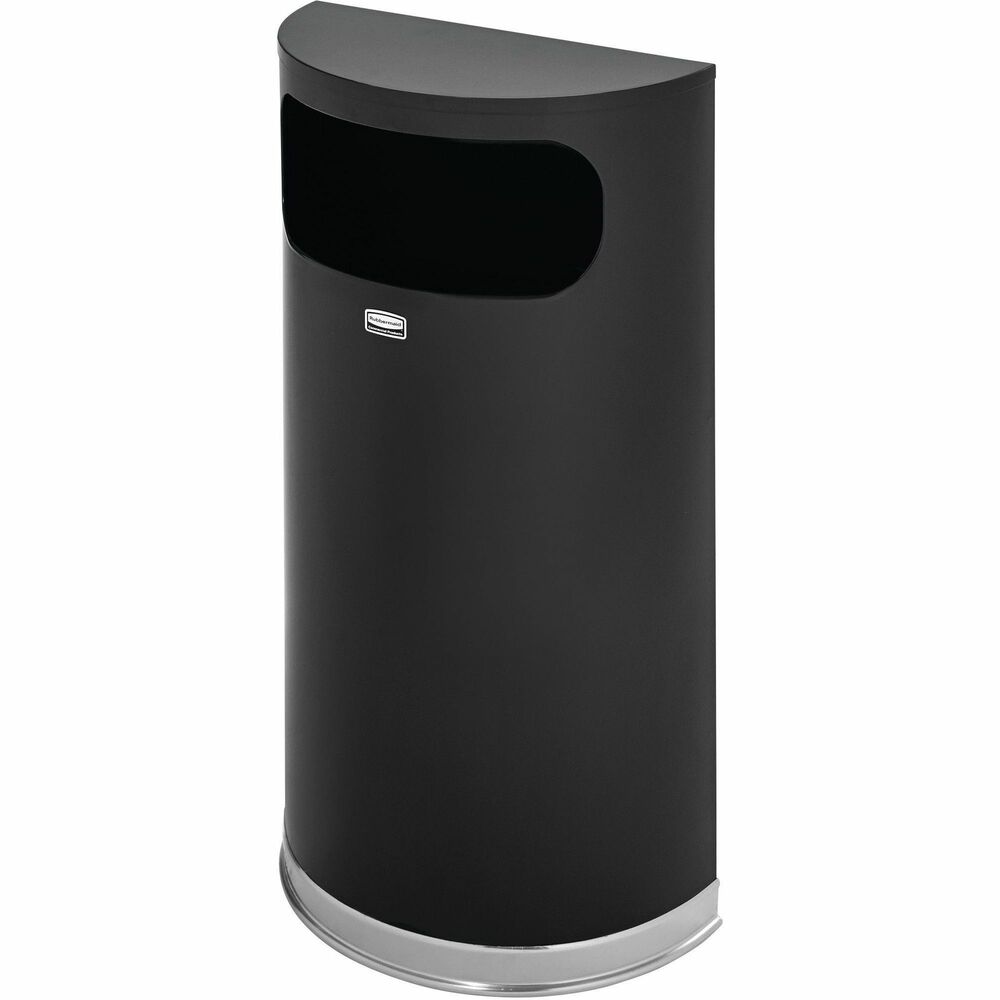 Image of Rubbermaid Commercial Products Waste Container,1/2-Round,9 Gal,17.6"x8.8"x32.5", BK/CE