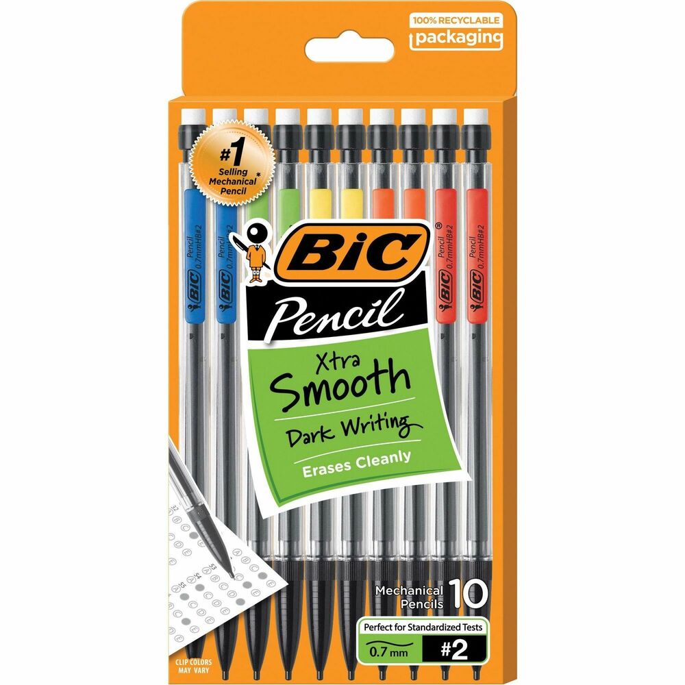 Image of Bic Mechanical Pencils, .7mm w/ 3 Leads, 10/PK, Assorted