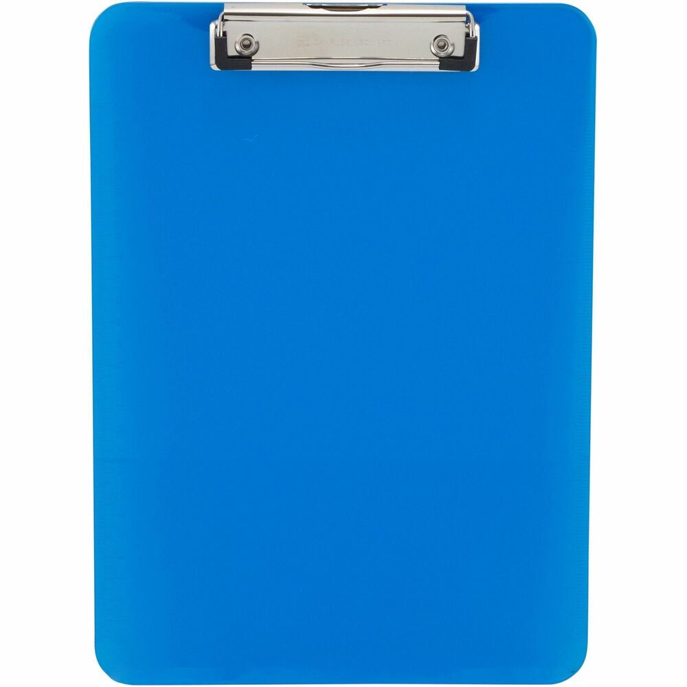 Image of Charles Leonard, Inc Plastic Clipboard, Rubber Grip, 9"x1/2"x12-3/4", Neon Blue