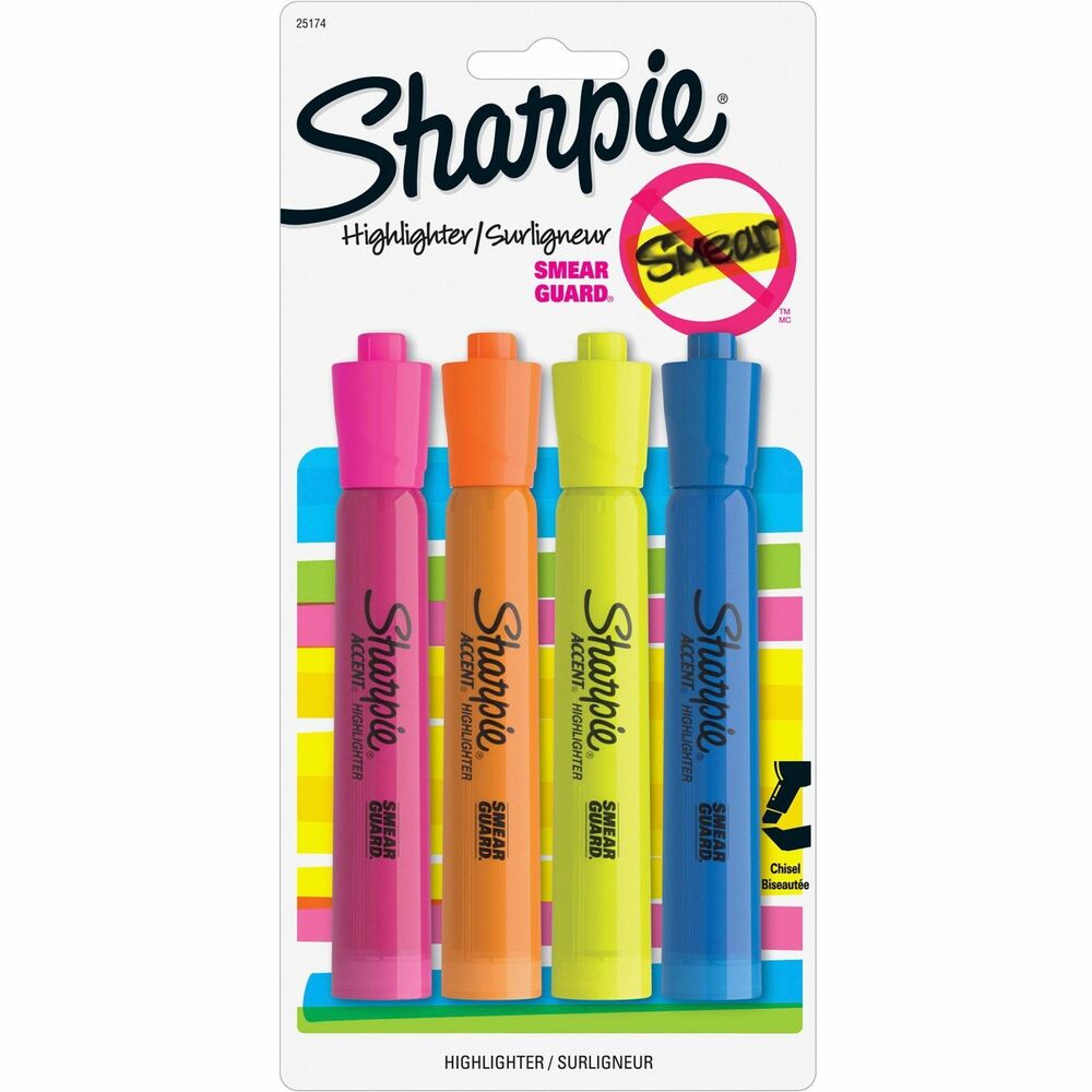 Image of Newell Brands Major Accent Highlighter, Chisel Point, 4/PK, YW/OE/BE/PK