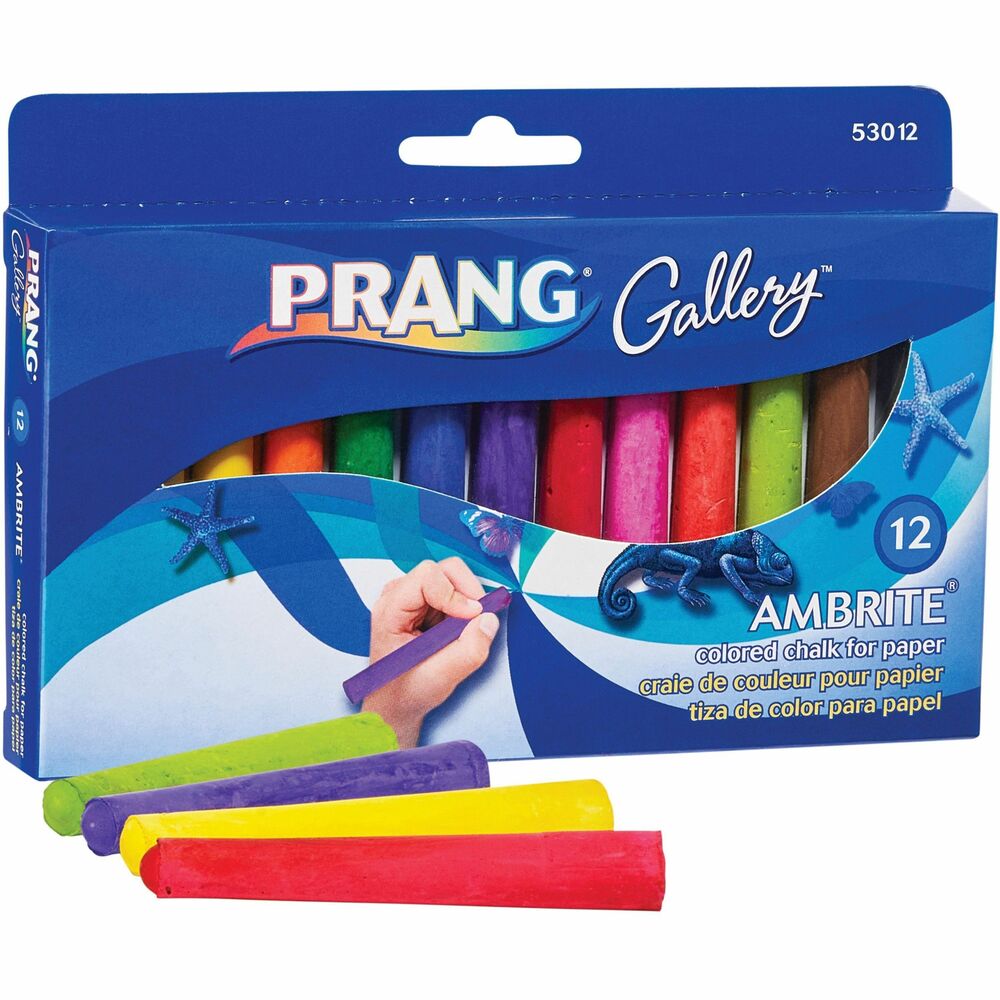 Image of Dixon Ticonderoga Company Paper Chalk, 3-3/16"x7/16", Nontoxic, 12/BX, Assorted
