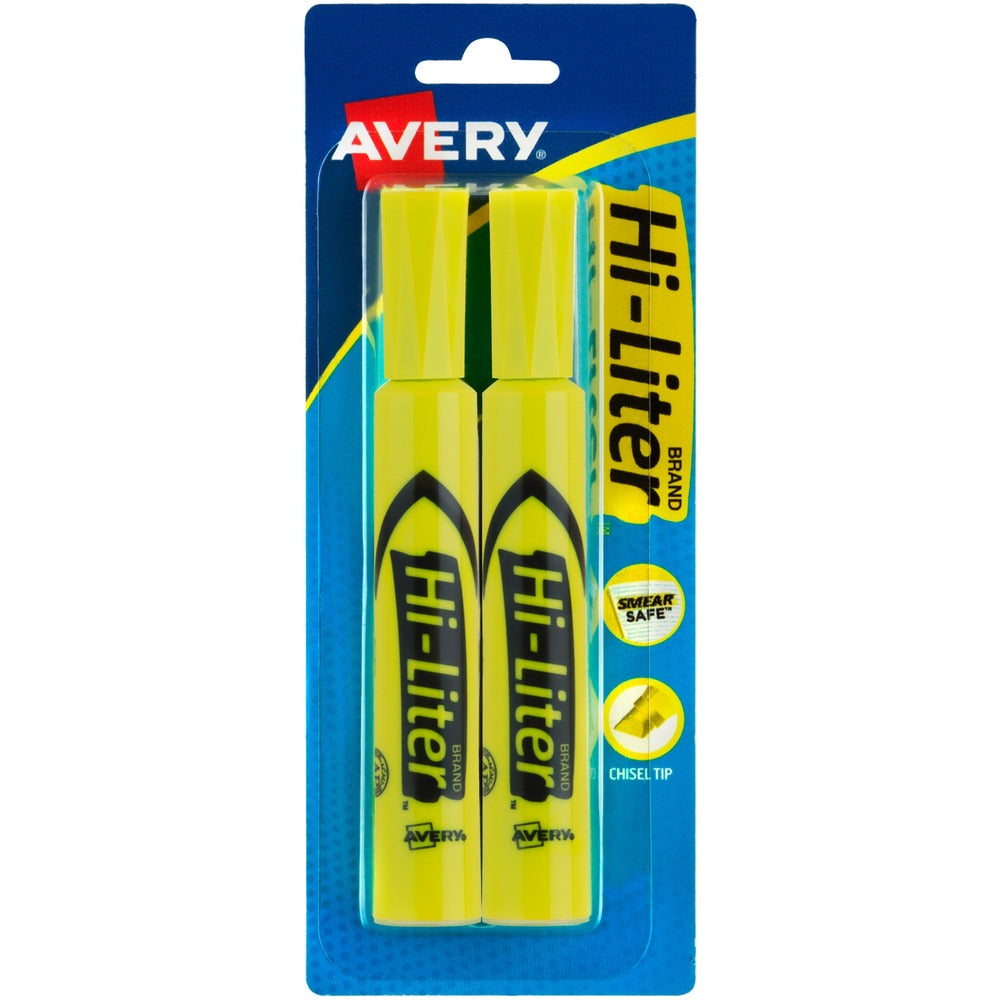 Image of Avery Highlighter,Chisel Point,2/PK,Fluorescent Yellow