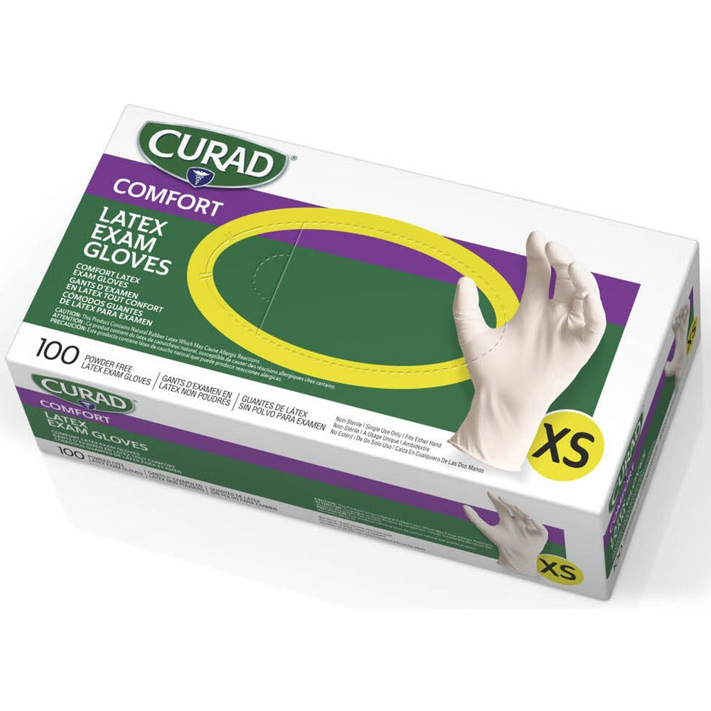 Image of Medline Latex Exam Glove, Powder Free, X-Small, 100/BX, White