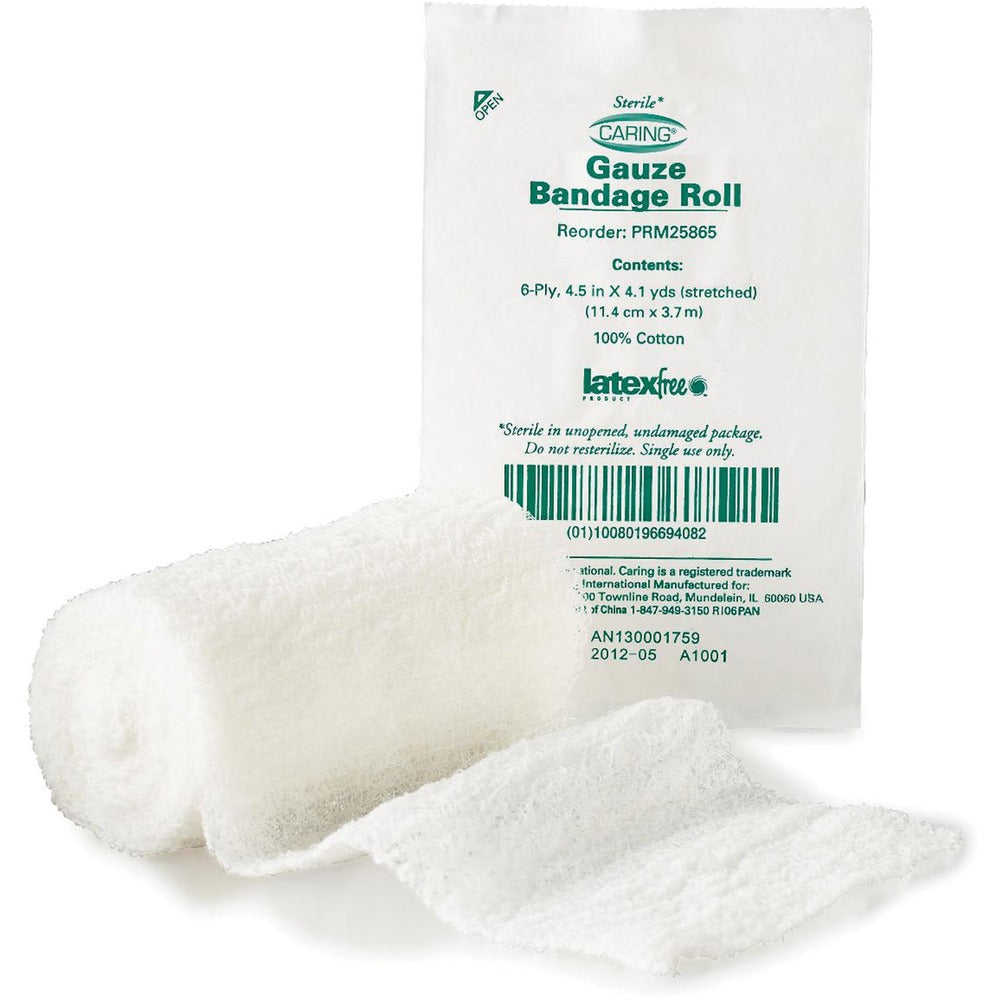 Image of Medline Gauze Bandage Roll, Sterile, 4-1/2"x4 Yards, 100/BX, White