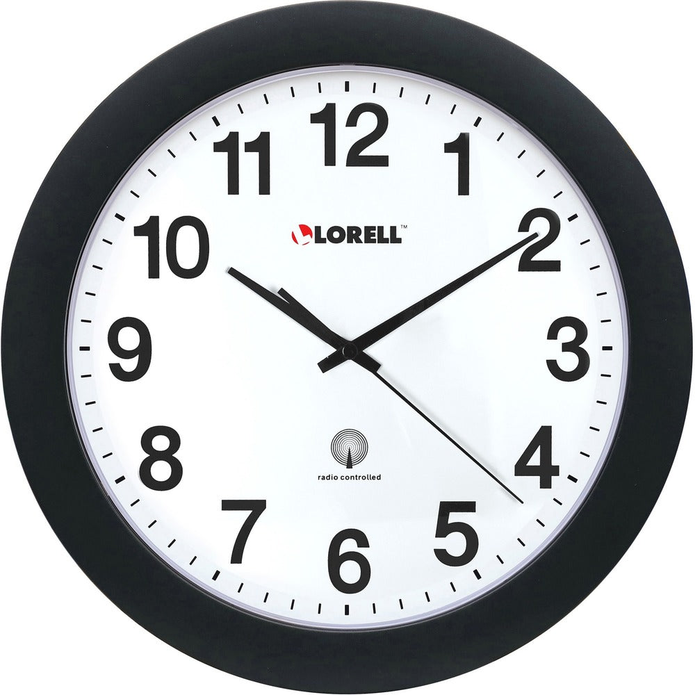Image of Lorell Wall Clock, 12", Arabic Numerals, White Dial/Black Frame