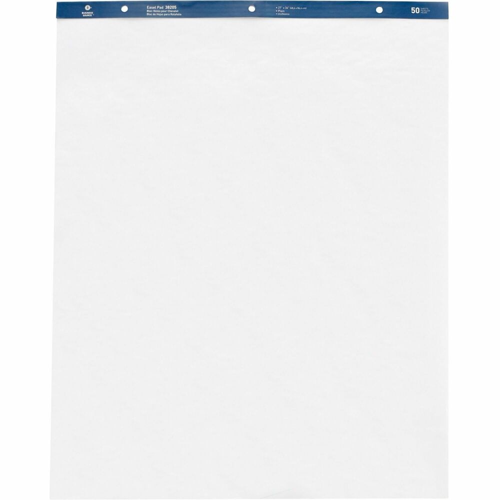 Image of Business Source Standard Easel Pads, Plain, 27"x34", 50 Sheets, 4/CT, White