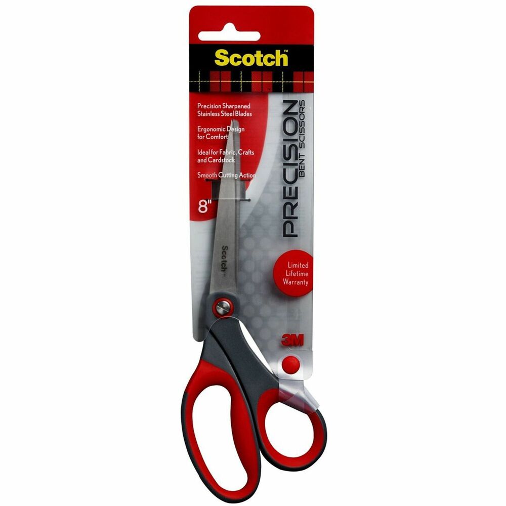 Image of 3M Scissors, Precision, 8" Bent, Gray/Red