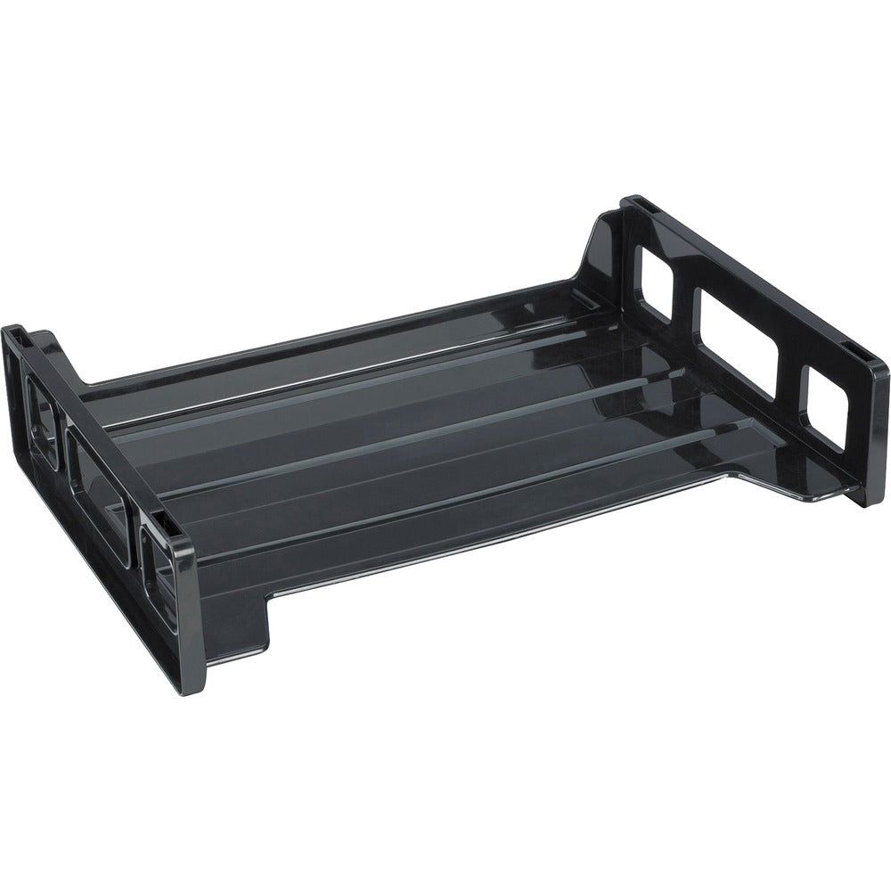 Image of Business Source Stacking Tray, Side Load, 8-9/10"x13-1/5"x2-9/10", Black