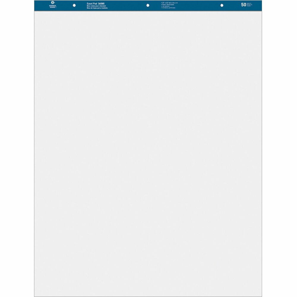 Image of Business Source Standard Easel Pads, Plain, 27"x34", 50 Sheets, 2/CT, White