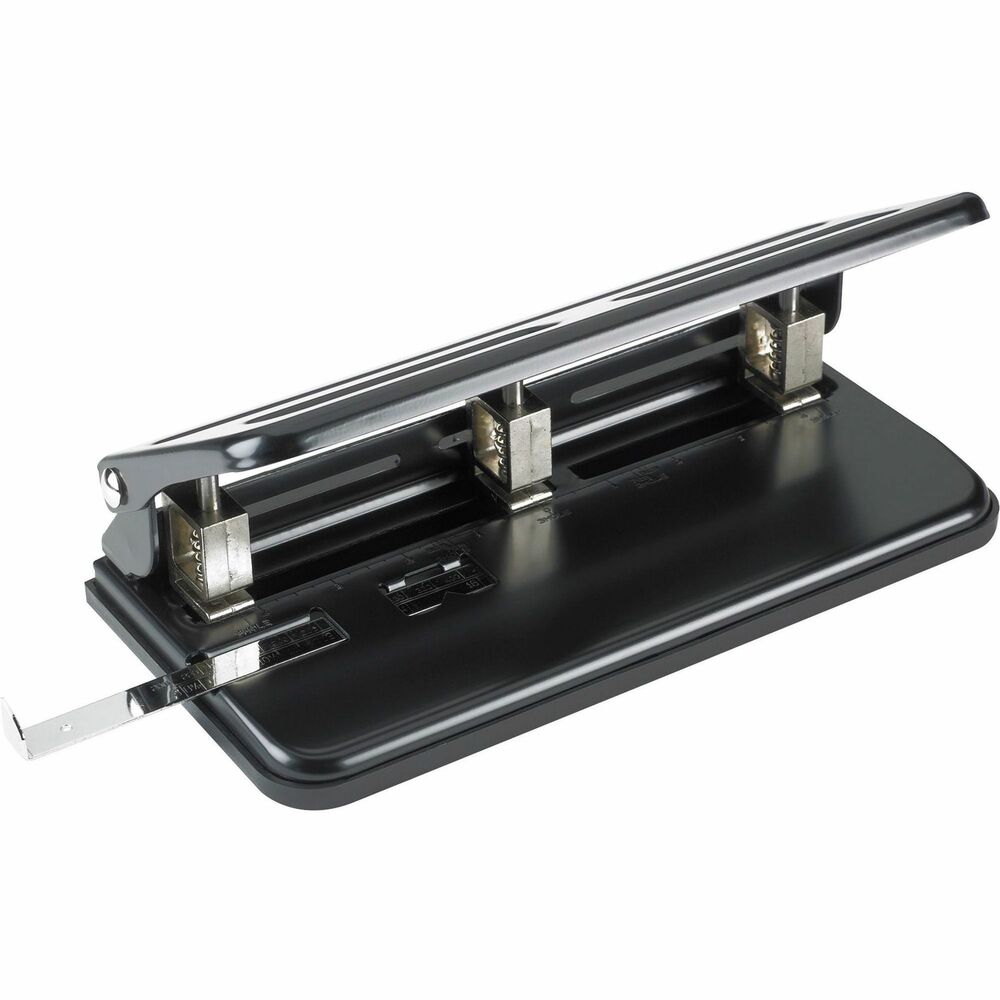 Image of Business Source Heavy-duty Punch, 3-Hole, 9/32",30 Sht Capacity, Black