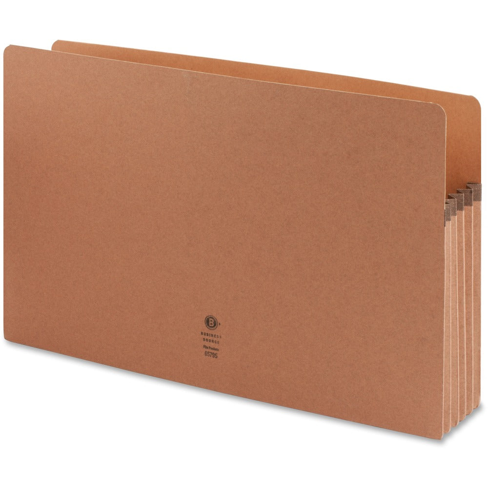 Image of Business Source File Pocket, 5-1/4" Exp., Legal, 10/BX, Redrope