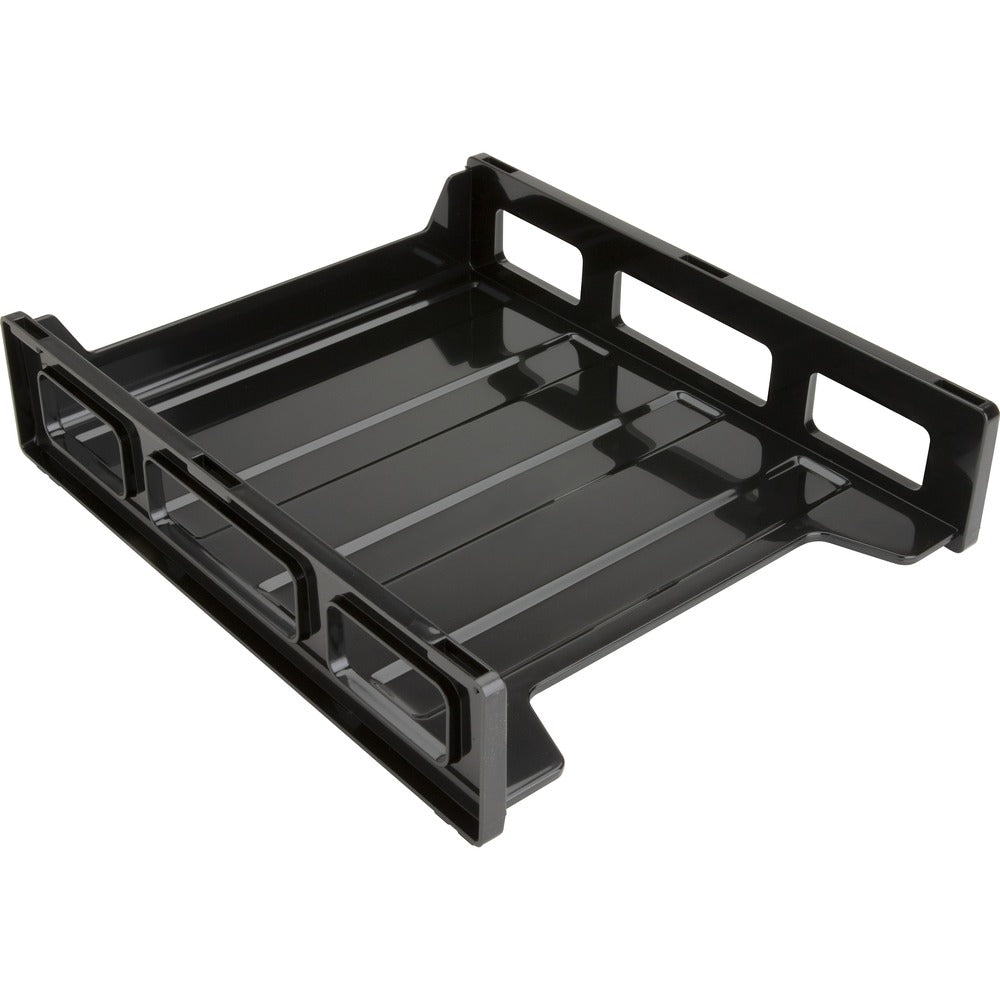 Image of Business Source Letter Tray,Front Load,Stackable,10-1/2"x12-1/2"x3",Black