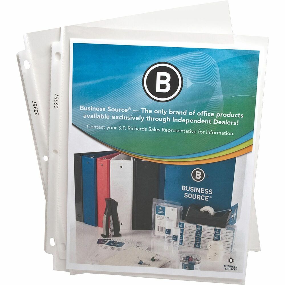 Image of Business Source Sheet Protectors,Top Load,2.4 mil,11"x8-1/2",50/BX,Clear