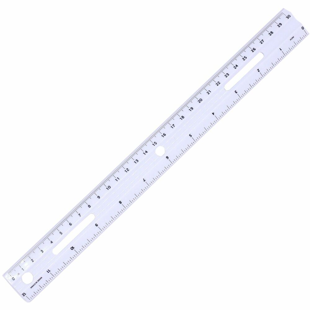 Image of Business Source Plastic Ruler, Beveled Edges, 12"L, White