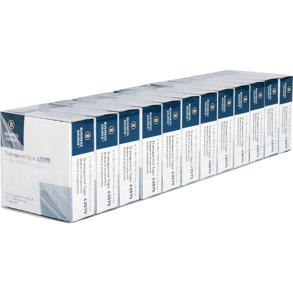 Image of Business Source Transparent Tape, 1" Core, 3/4"x1000", 12/PK, Clear