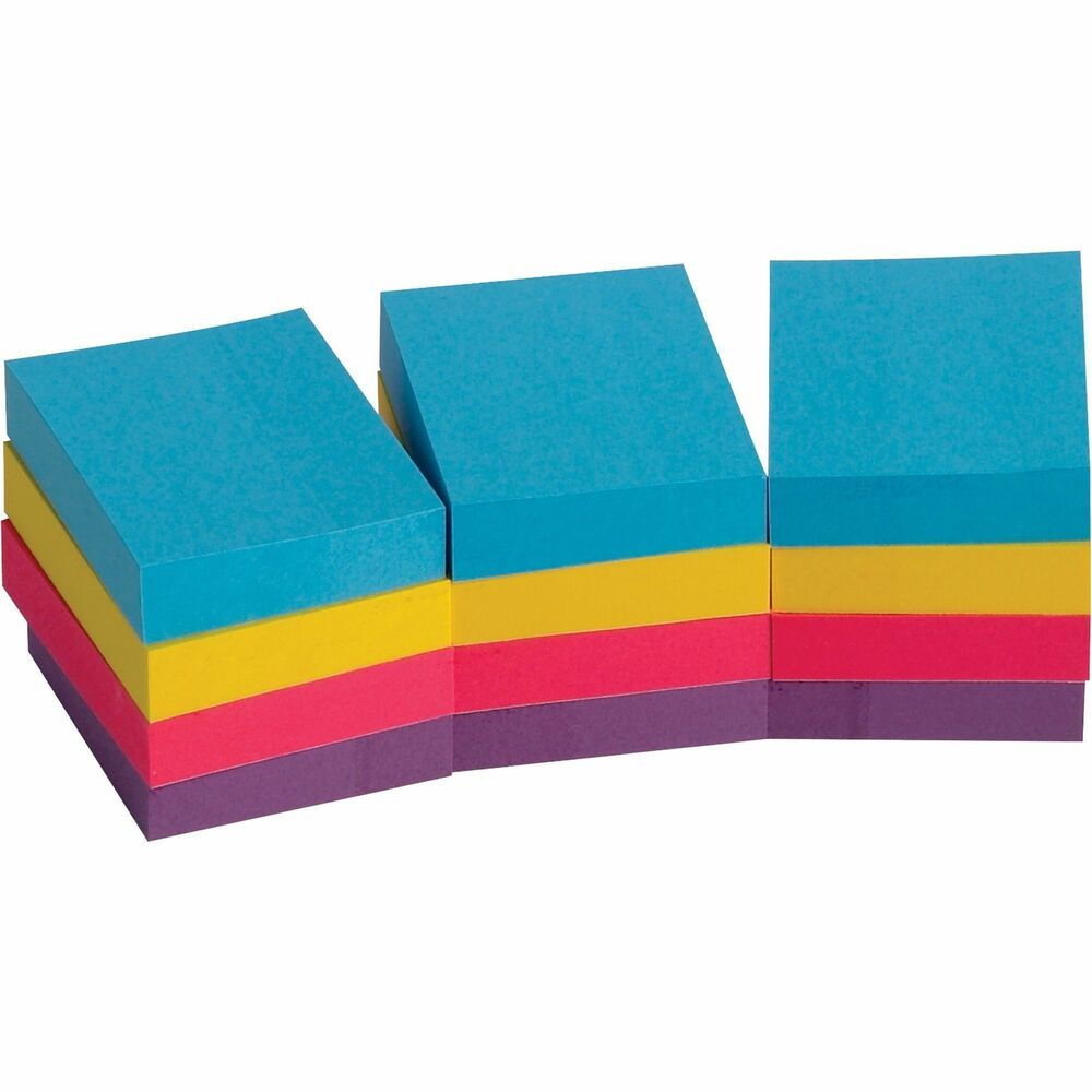 Image of Business Source Adhesive Notes,1-1/2"x2",100 Sh/PD,12PD/PK,Assorted Extreme
