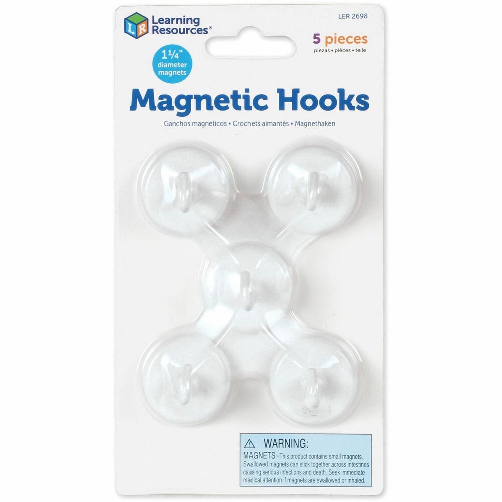 Image of Learning Resources Original Magnetic Hooks, 1-1/4" D, 5/PK, White